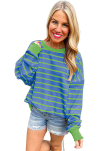 *WEBSITE EXCLUSIVE*  Birdie Stripe Round Neck Drop Shoulder Loose Sweater (New Colors!)