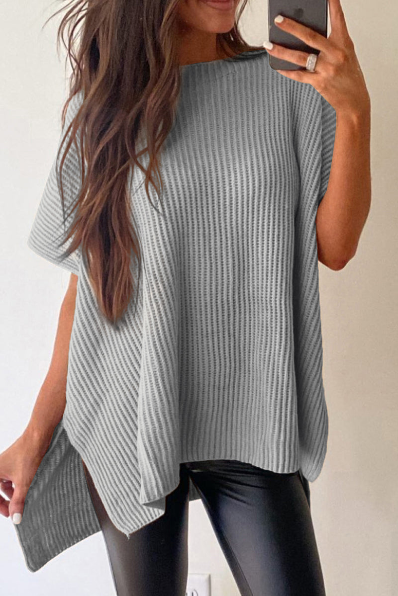 *WEBSITE EXCLUSIVE*  Delia Side Slit Short Sleeve Oversized Sweater