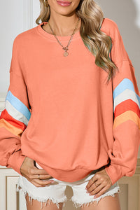 *WEBSITE EXCLUSIVE*  Patchwork Drop Sleeve Loose Sweatshirt