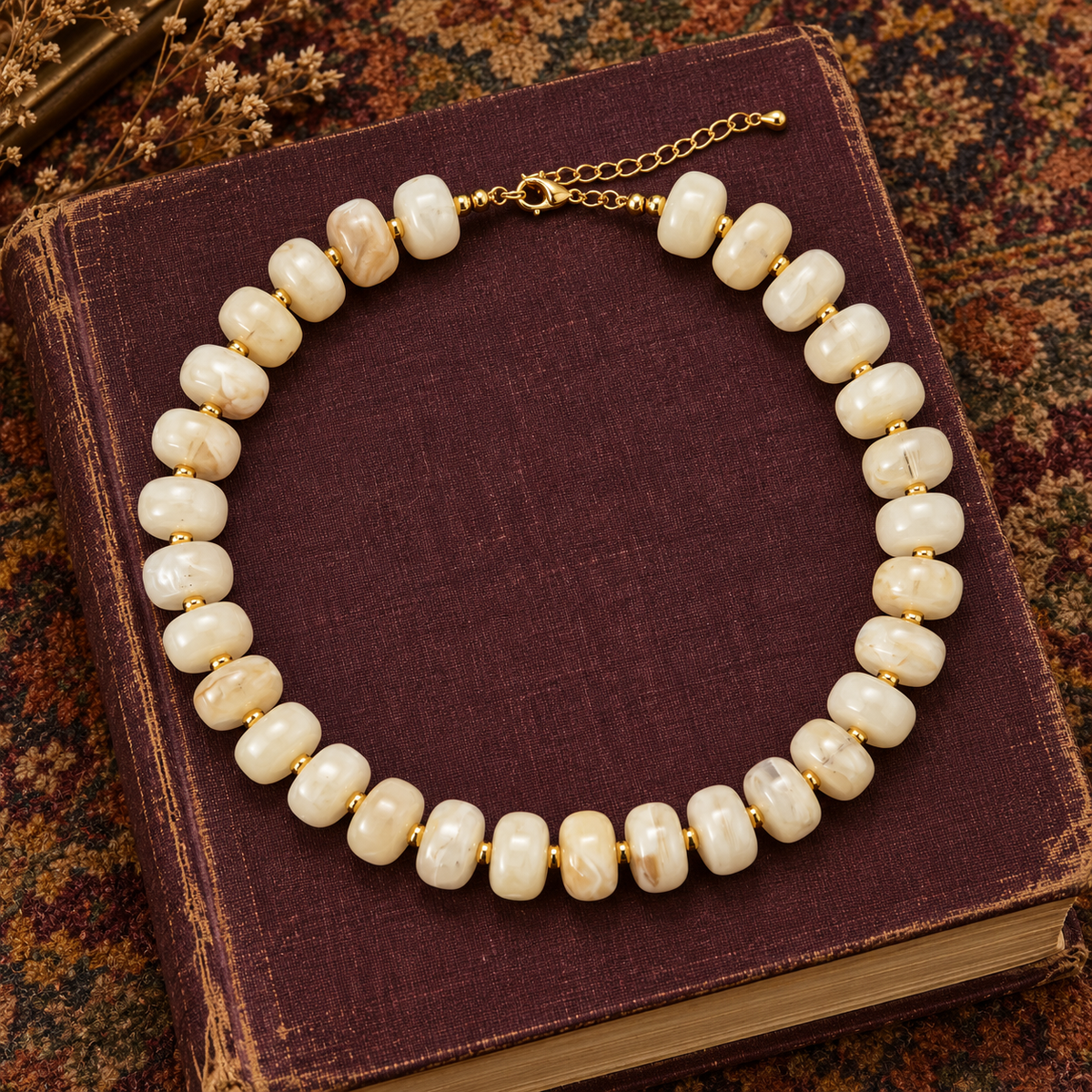 Off White Medium Bead Necklace