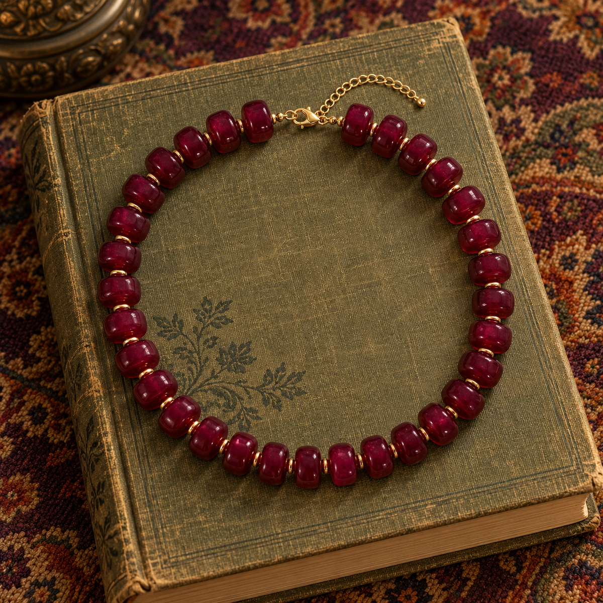 Maroon Medium Bead Necklace