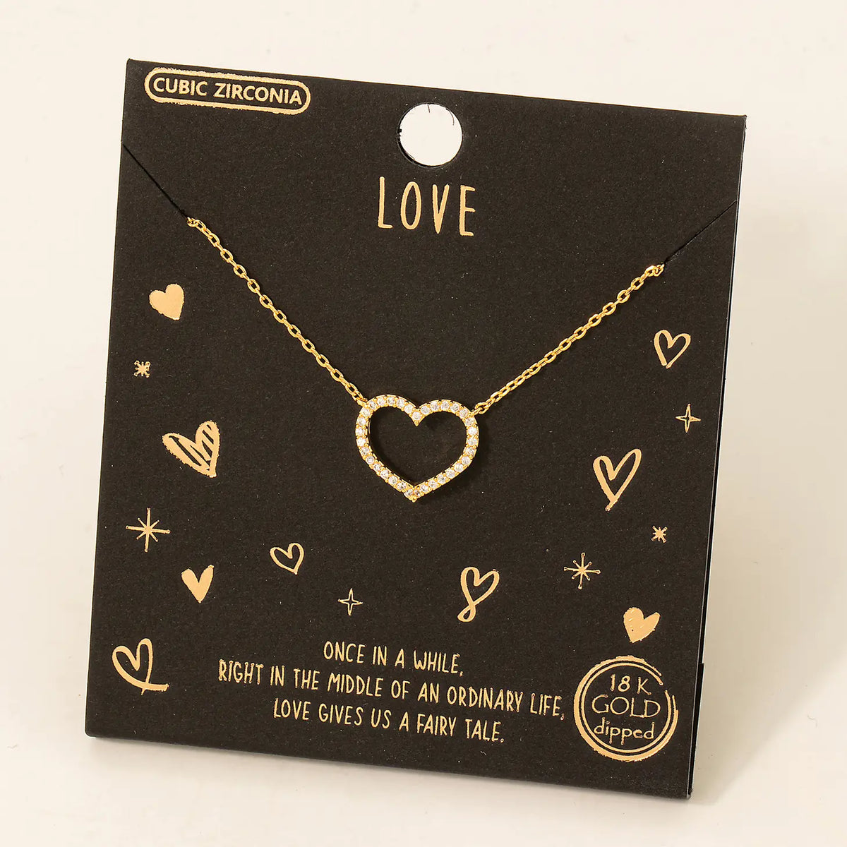 Gold Dipped Pave Heart Necklace