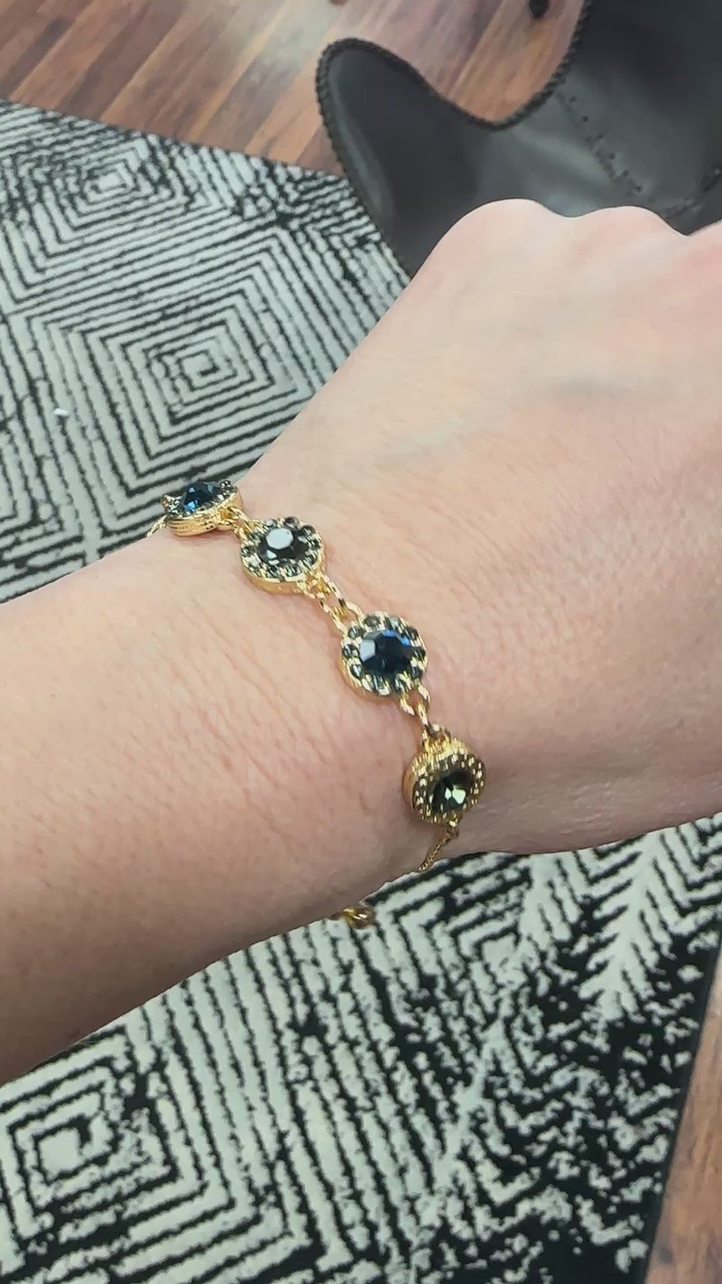 Gold Plated Blue & Green Stone Bracelet (FW25)